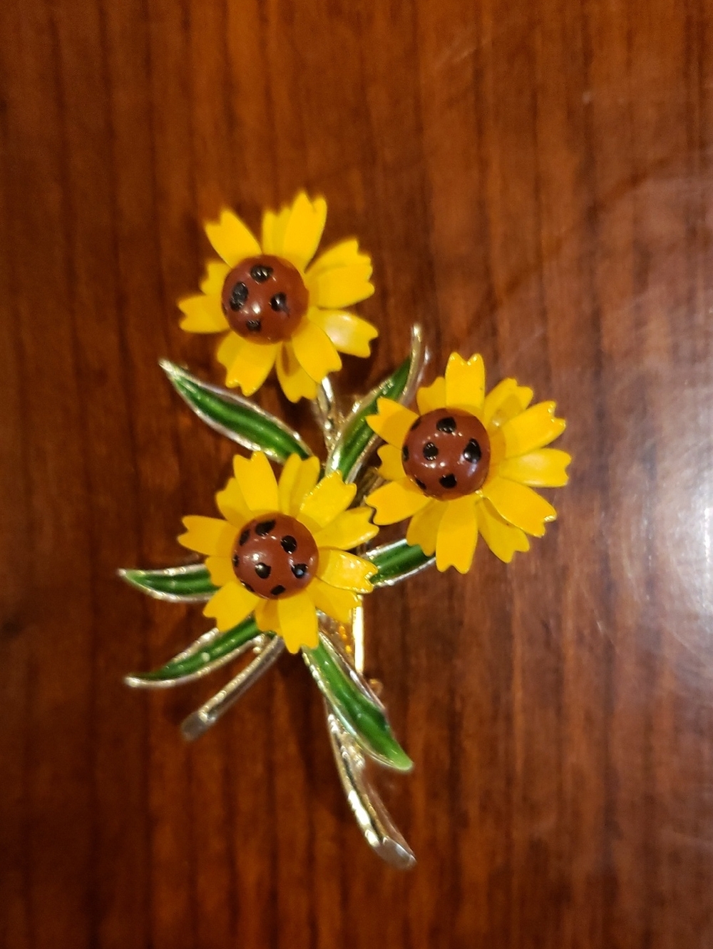 Vtg- Gold and Yellow Floral Brooch